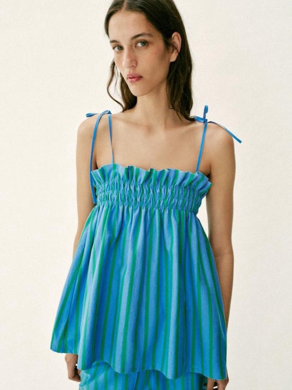 Baby doll Stripe Tank Top in Blue-Green striped